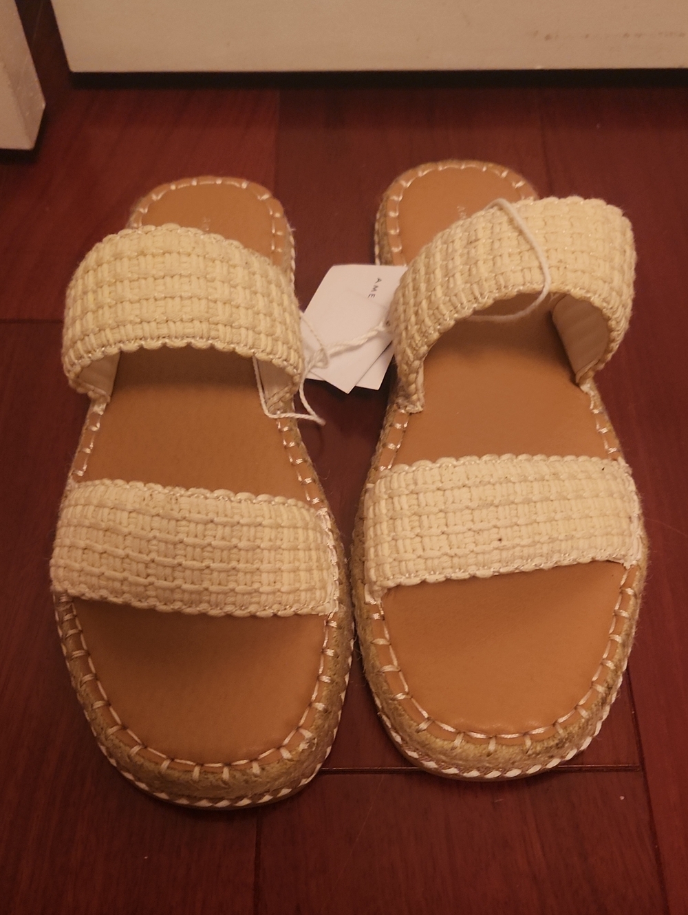 American Eagle Beige Woven Slide Sandals